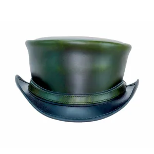 Black Brim Leather Top Hat