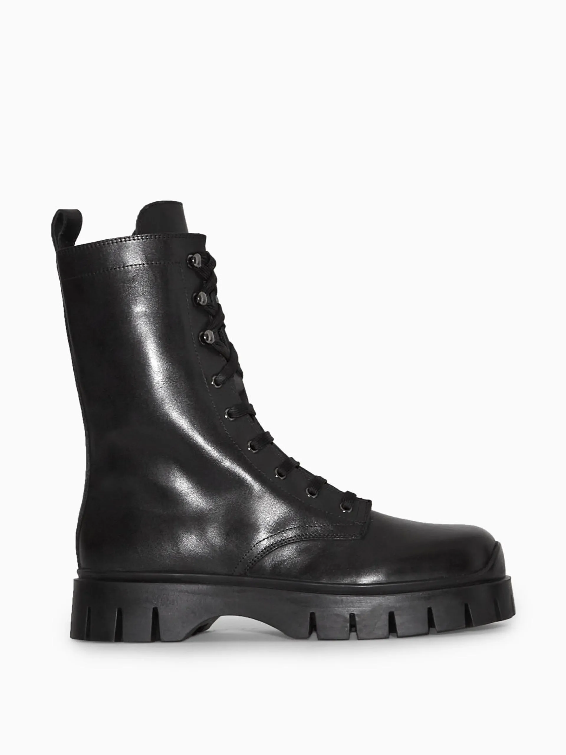 Black chunky lace up boots