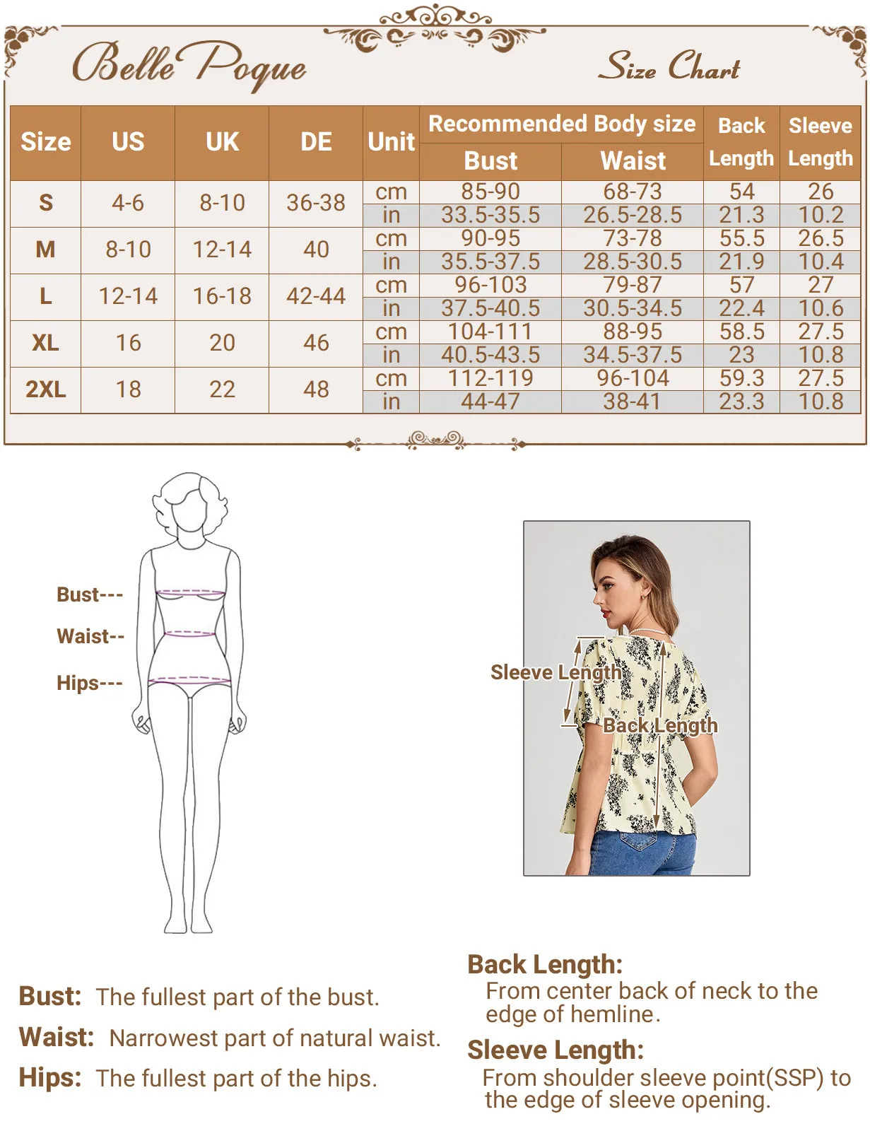 BP Women Vintage Elastic Waist Tops Puffed Short Sleeve Crew Neck Pullover Tops