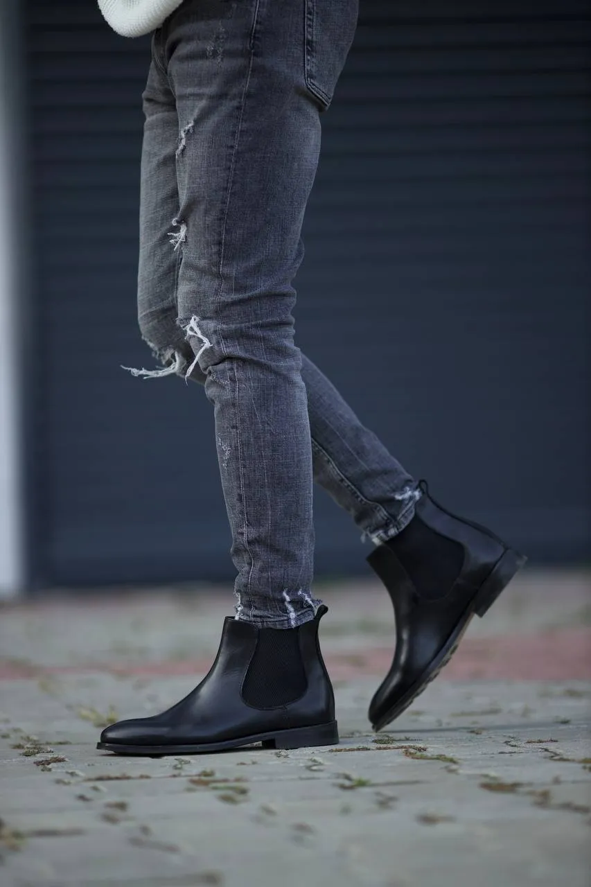 Brabion Marco Leather Black Chelsea Boots