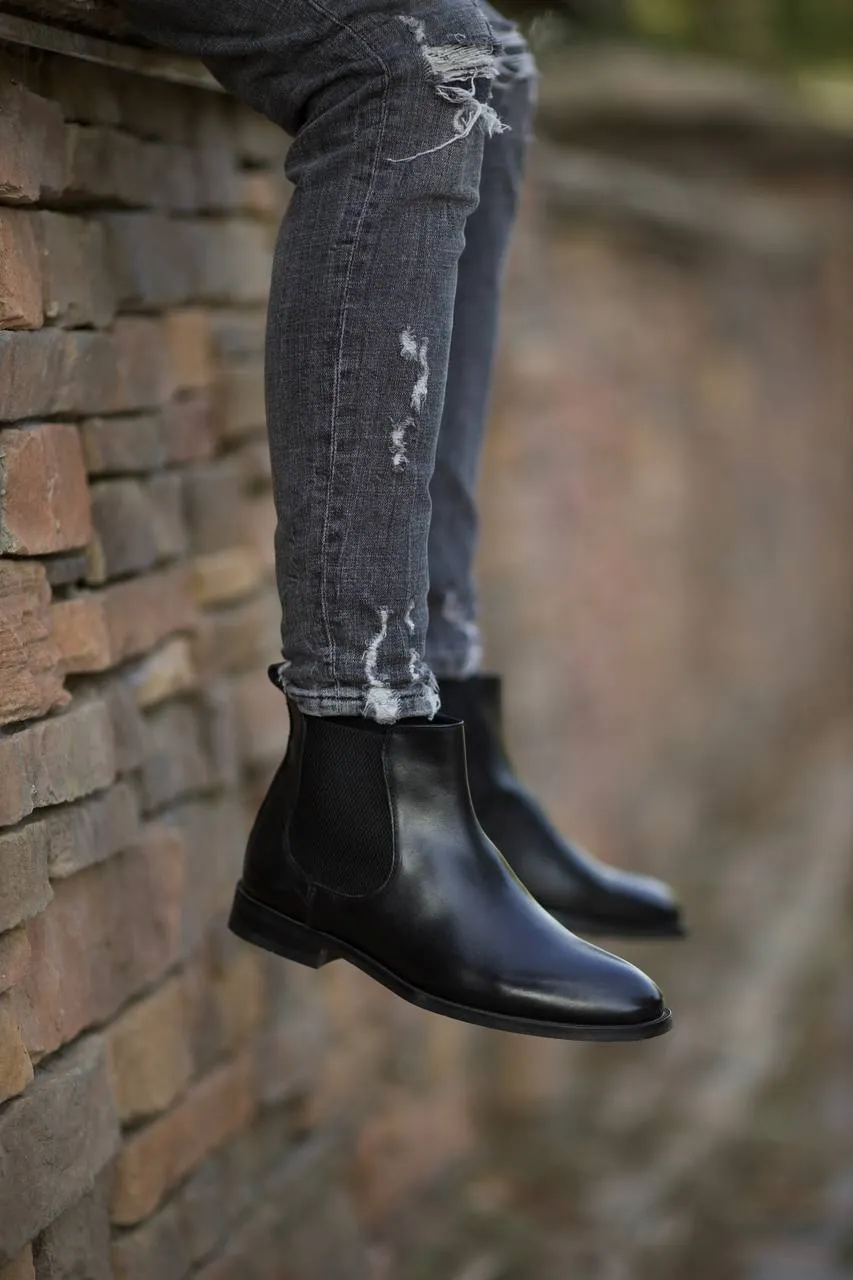 Brabion Marco Leather Black Chelsea Boots