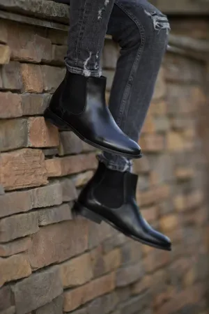 Brabion Marco Leather Black Chelsea Boots