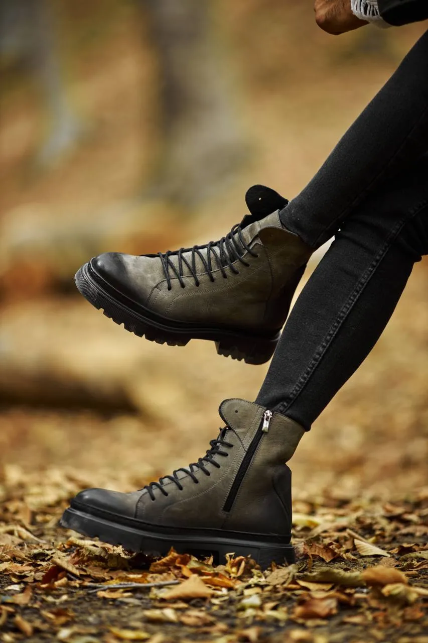 Brabion Marco Leather Gray Boots Shoes