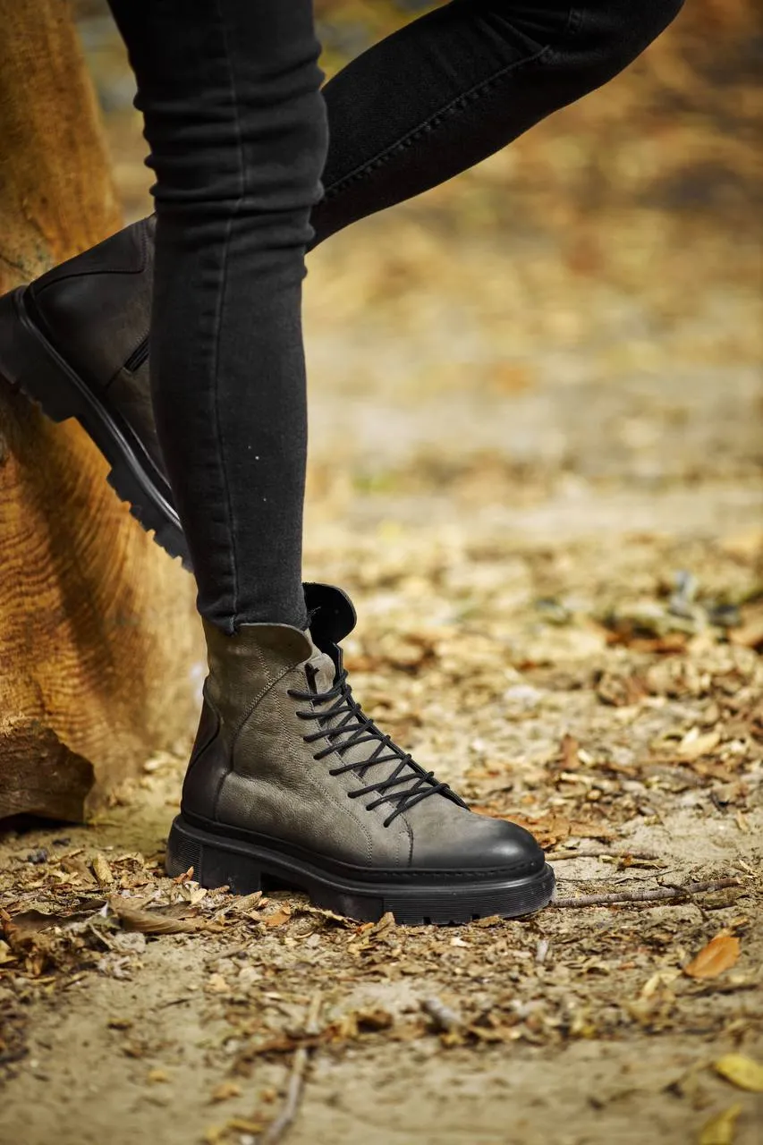 Brabion Marco Leather Gray Boots Shoes