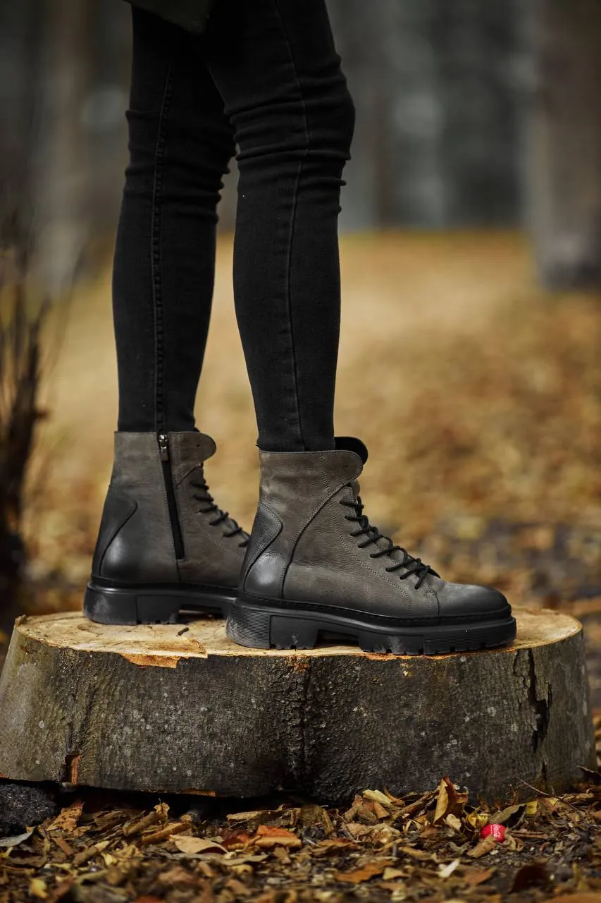 Brabion Marco Leather Gray Boots Shoes