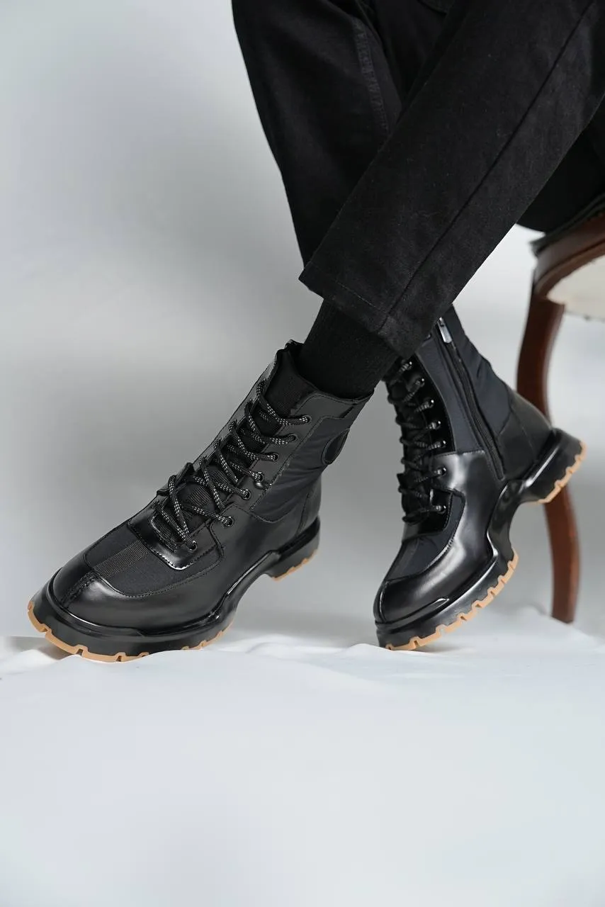 Brabion MarcoLeather Black Boots for Men