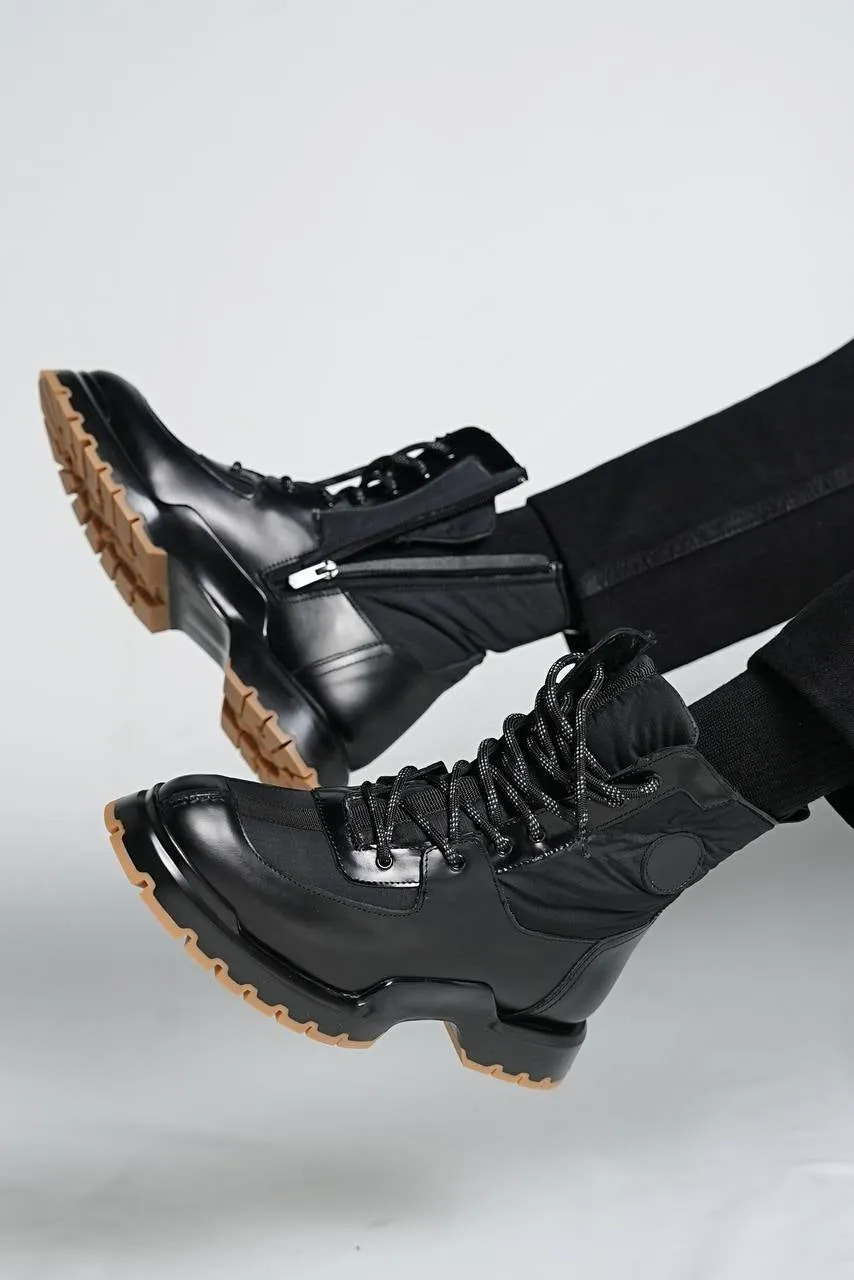 Brabion MarcoLeather Black Boots for Men