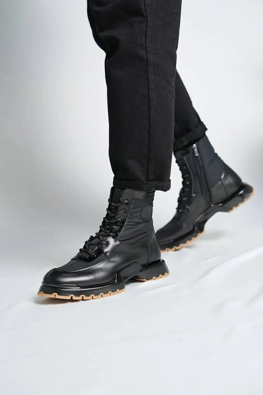 Brabion MarcoLeather Black Boots for Men