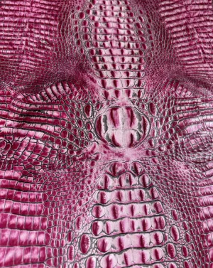 Croc Pink Flamingo Embossed Leather
