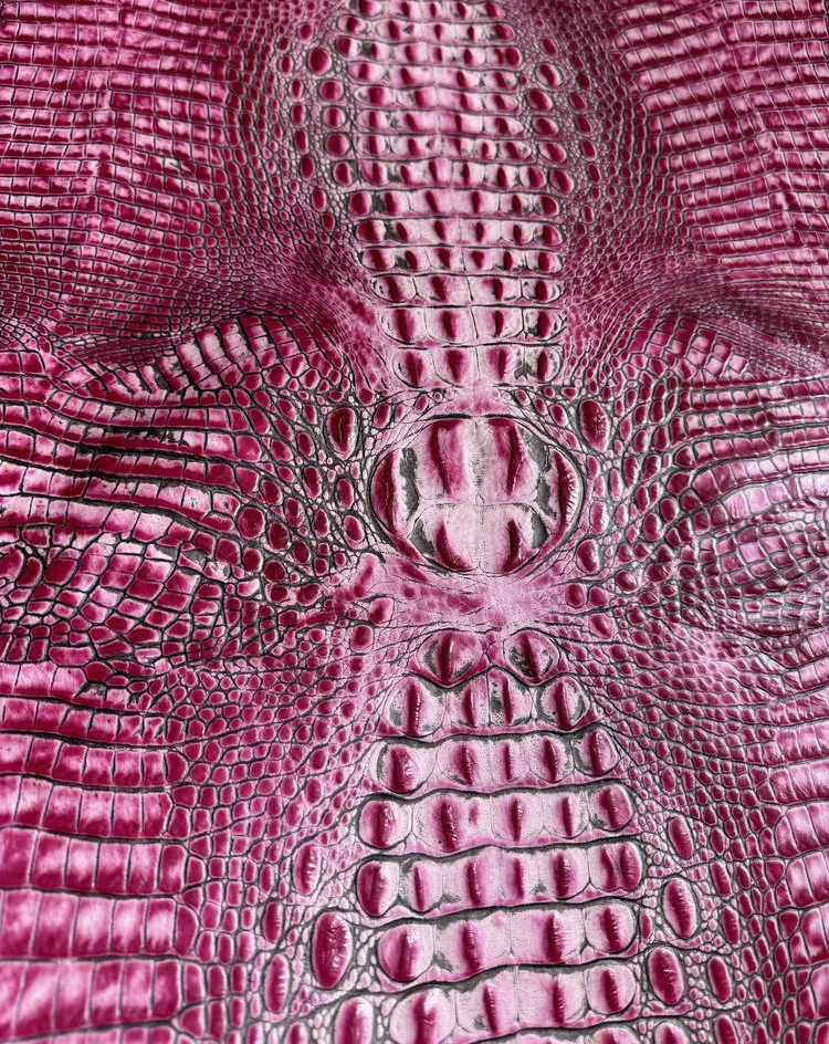 Croc Pink Flamingo Embossed Leather
