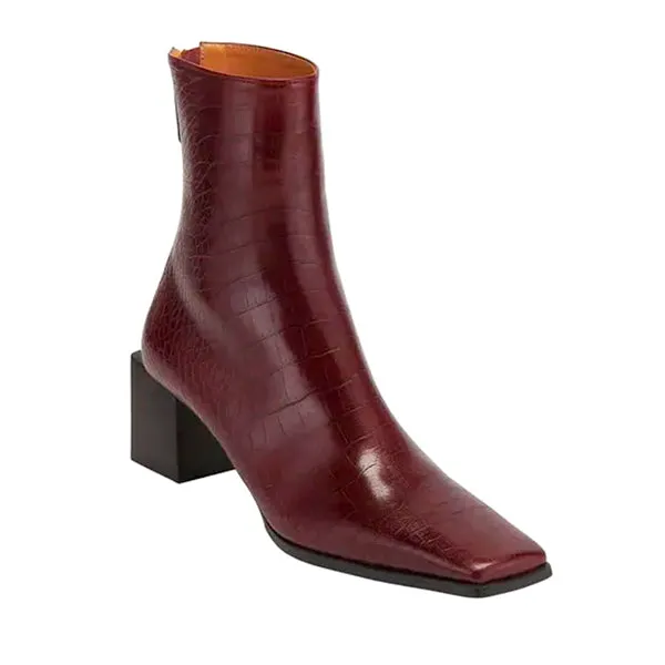 Cube Leather Burgundy | Croc Leather Boots