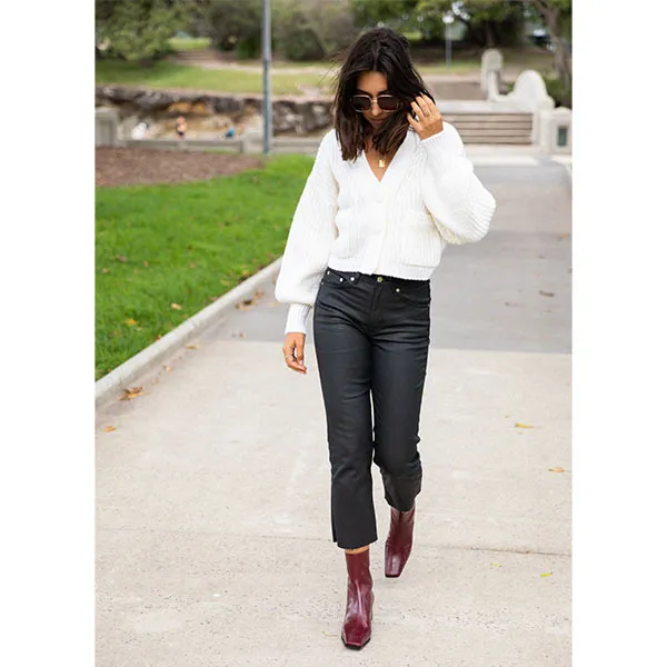 Cube Leather Burgundy | Croc Leather Boots