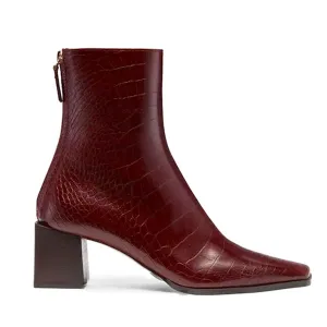 Cube Leather Burgundy | Croc Leather Boots