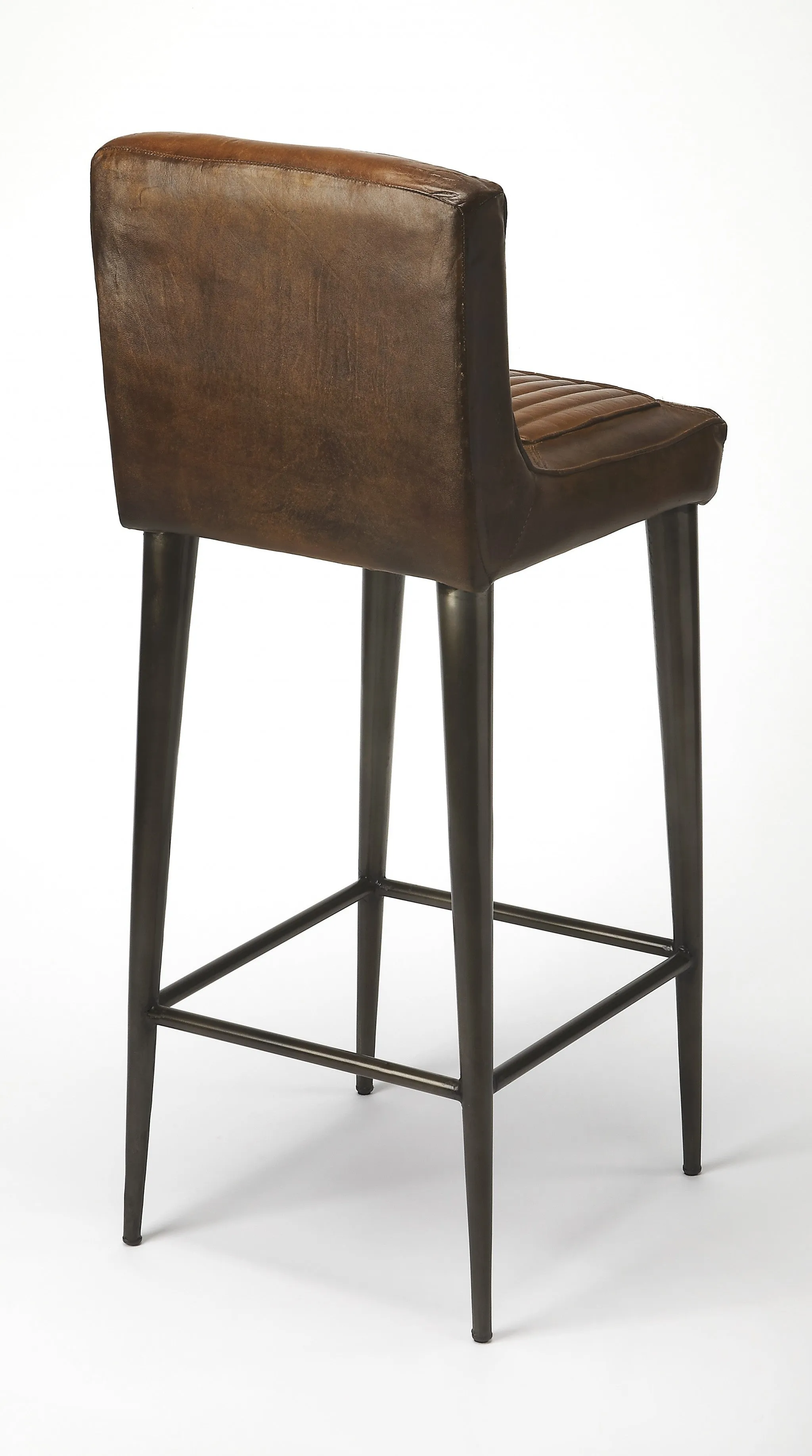 Dark Brown Leather Bar Stool By Homeroots - 389113