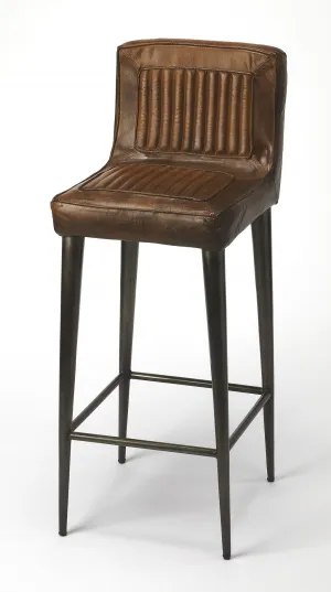 Dark Brown Leather Bar Stool By Homeroots - 389113