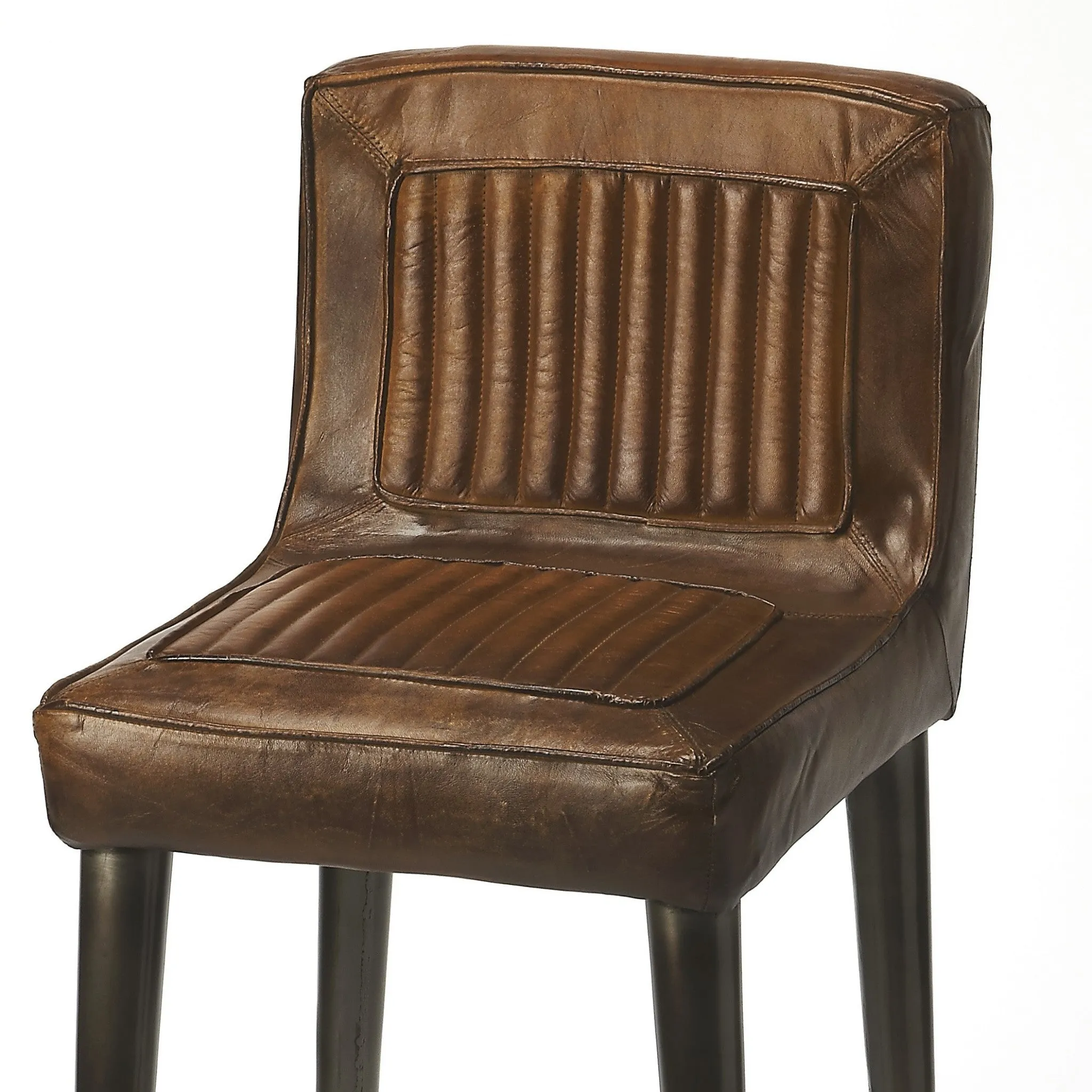 Dark Brown Leather Bar Stool By Homeroots - 389113