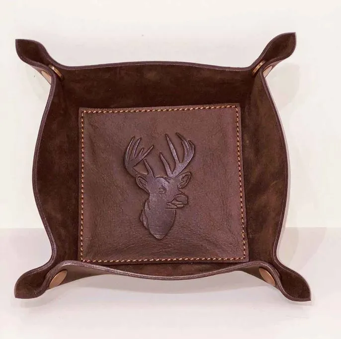 DEER LEATHER EMBOSSED TRAY