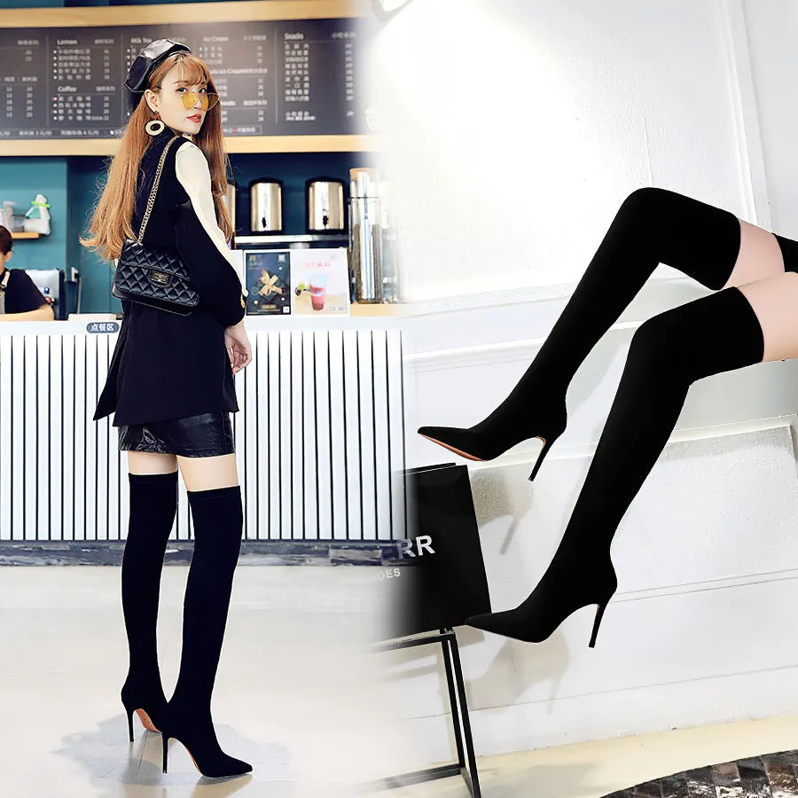 Elegant Women's Over-the-Knee High Heel Suede Sexy Long Boots