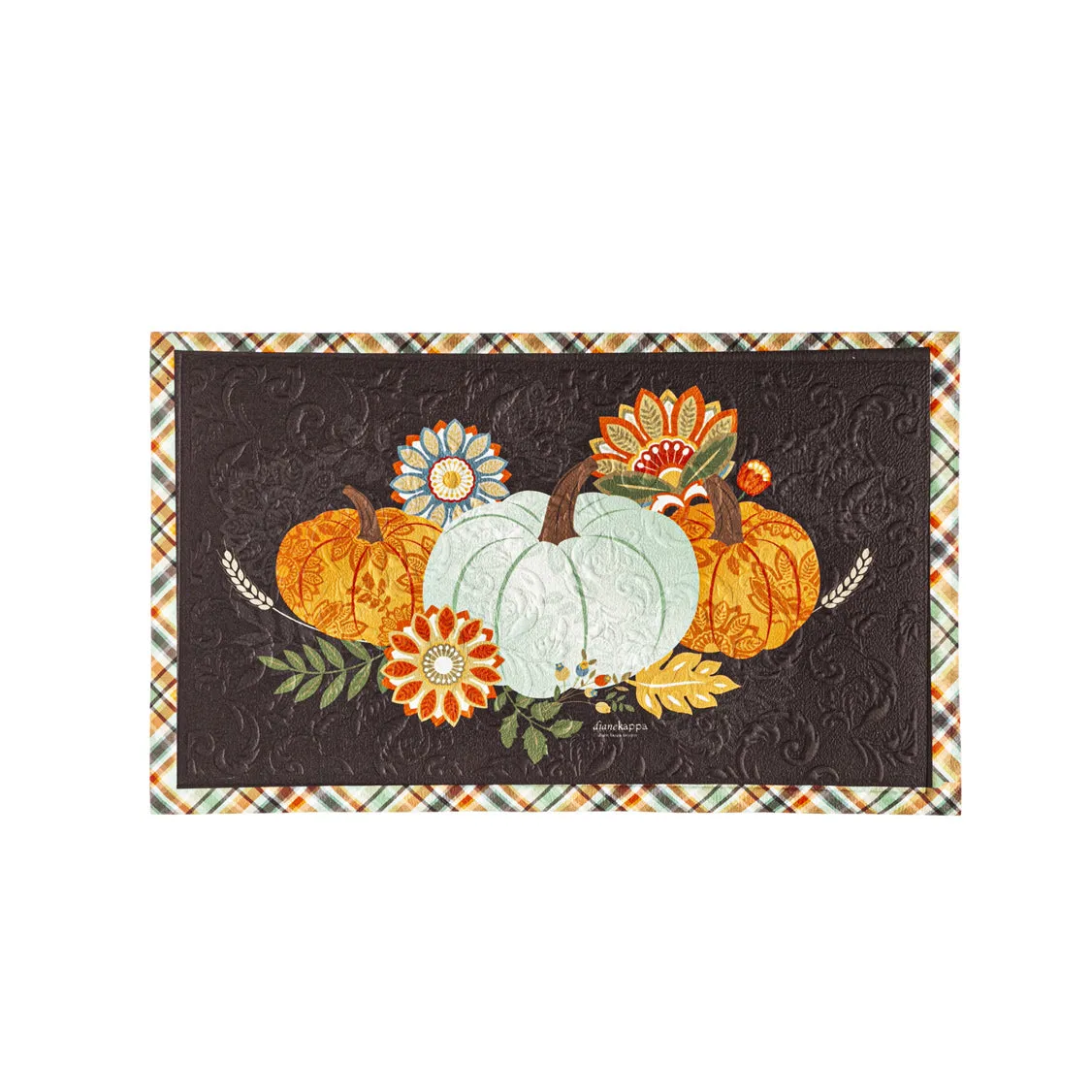 Evergreen Harvest Pumpkins Embossed Floor Mat