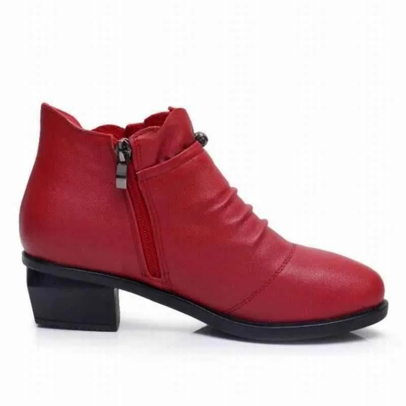Fashion Leather Fur Ankle Boots Women's Casual Shoes WCS0206
