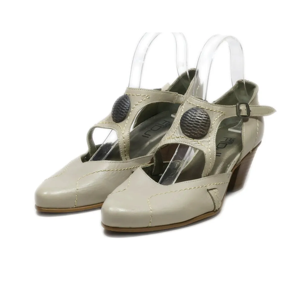 Fidji Miss Mid-Heel Sandals Leather Grey Colour For Women