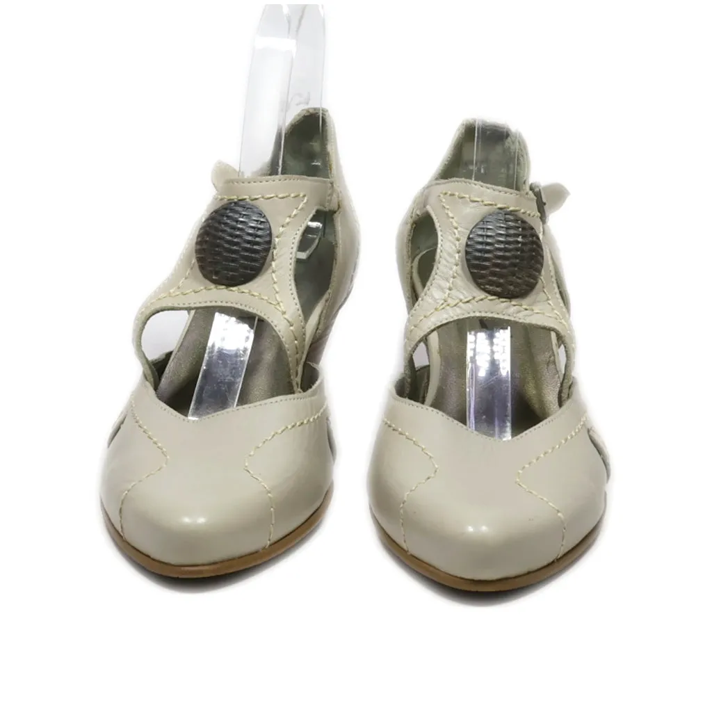 Fidji Miss Mid-Heel Sandals Leather Grey Colour For Women