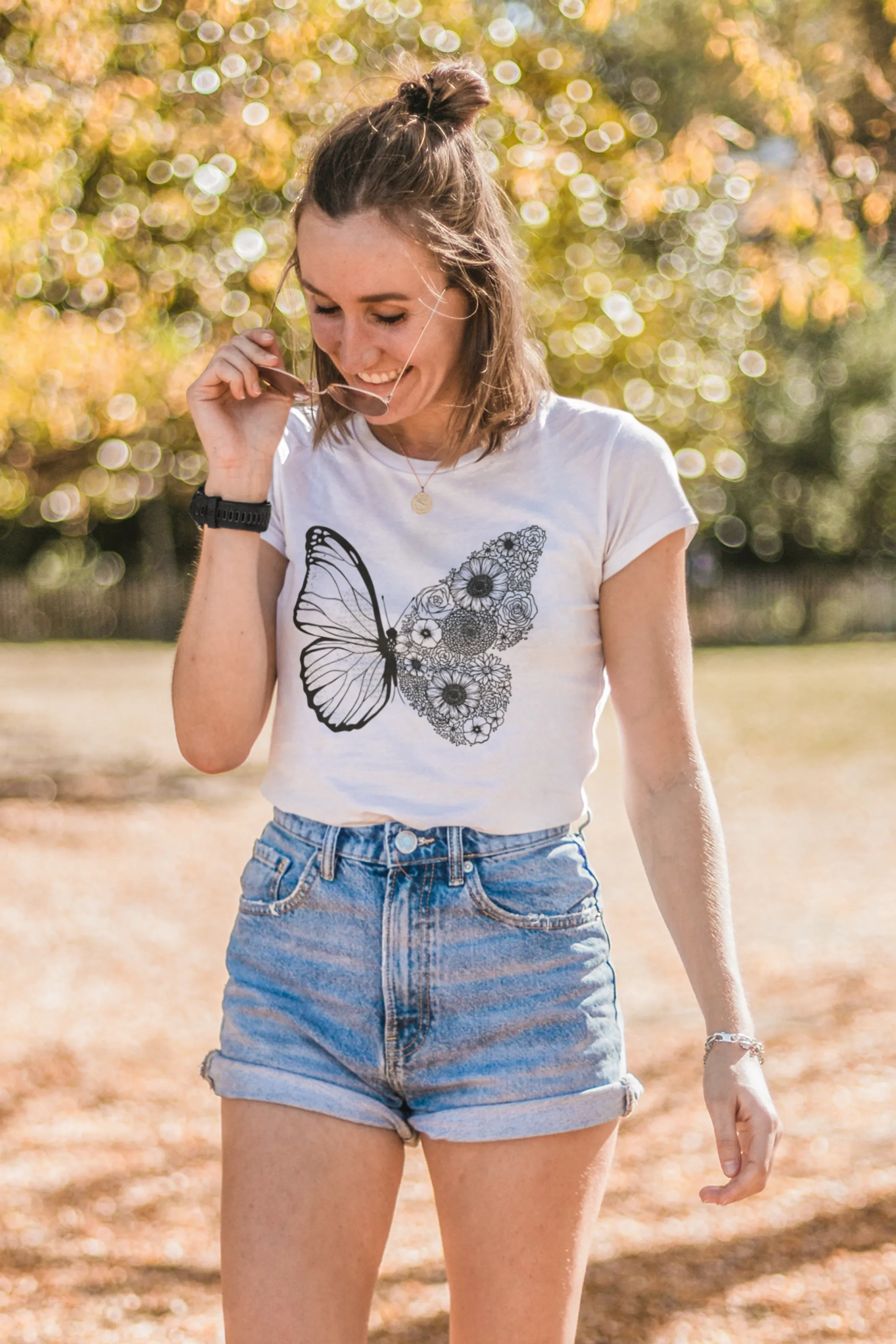 Floral Butterfly Printed T-shirt for women