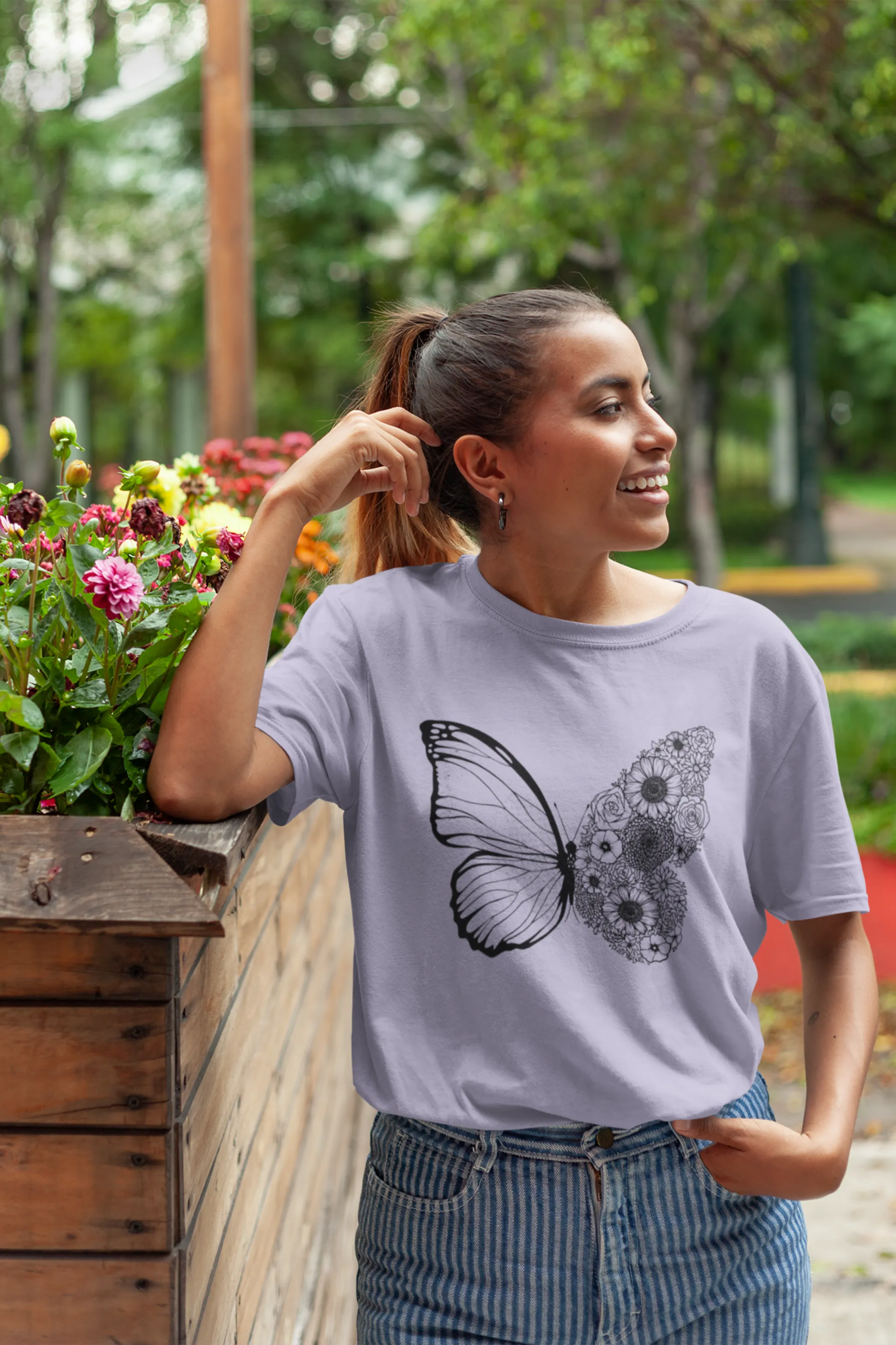 Floral Butterfly Printed T-shirt for women