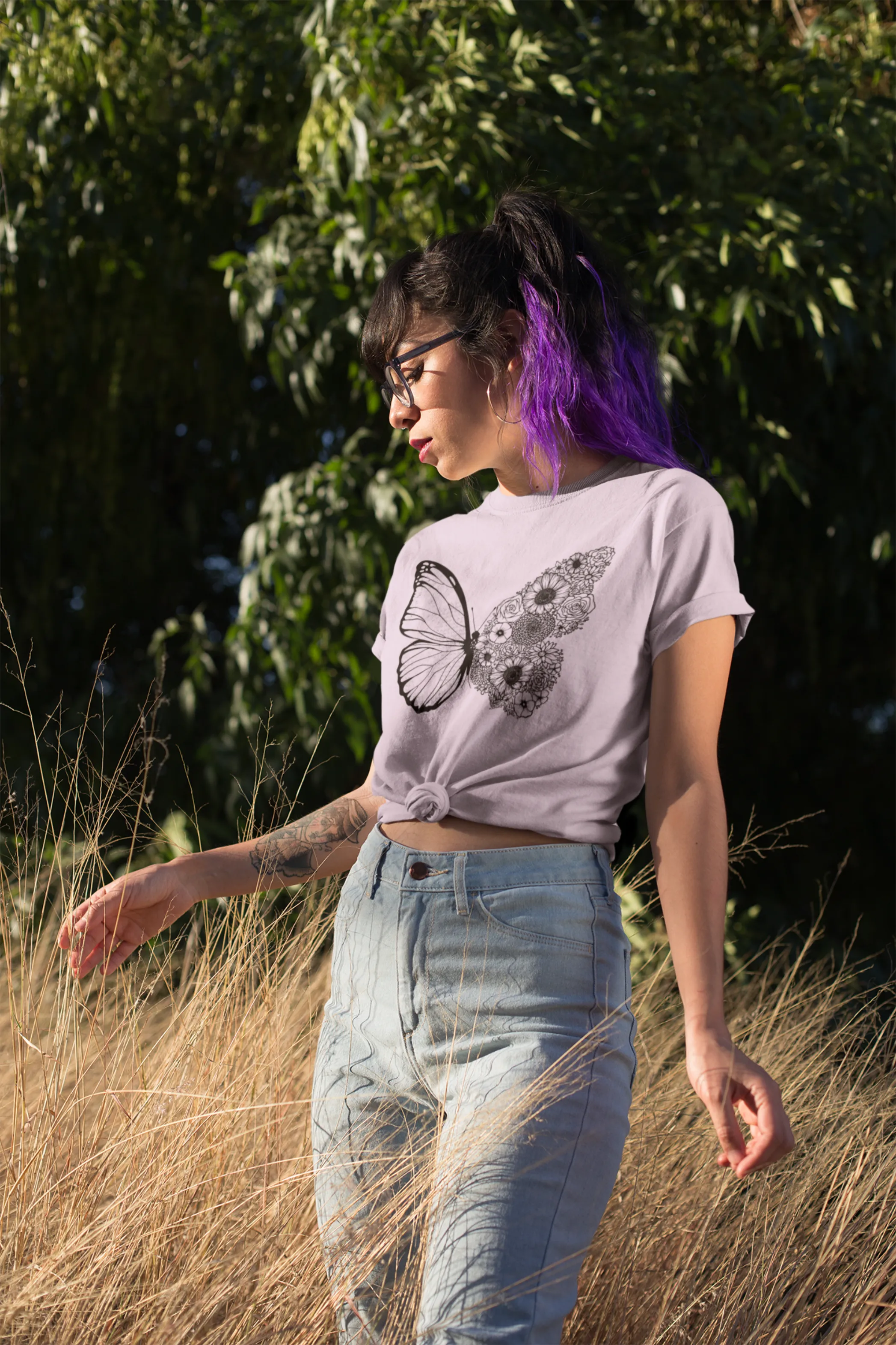 Floral Butterfly Printed T-shirt for women