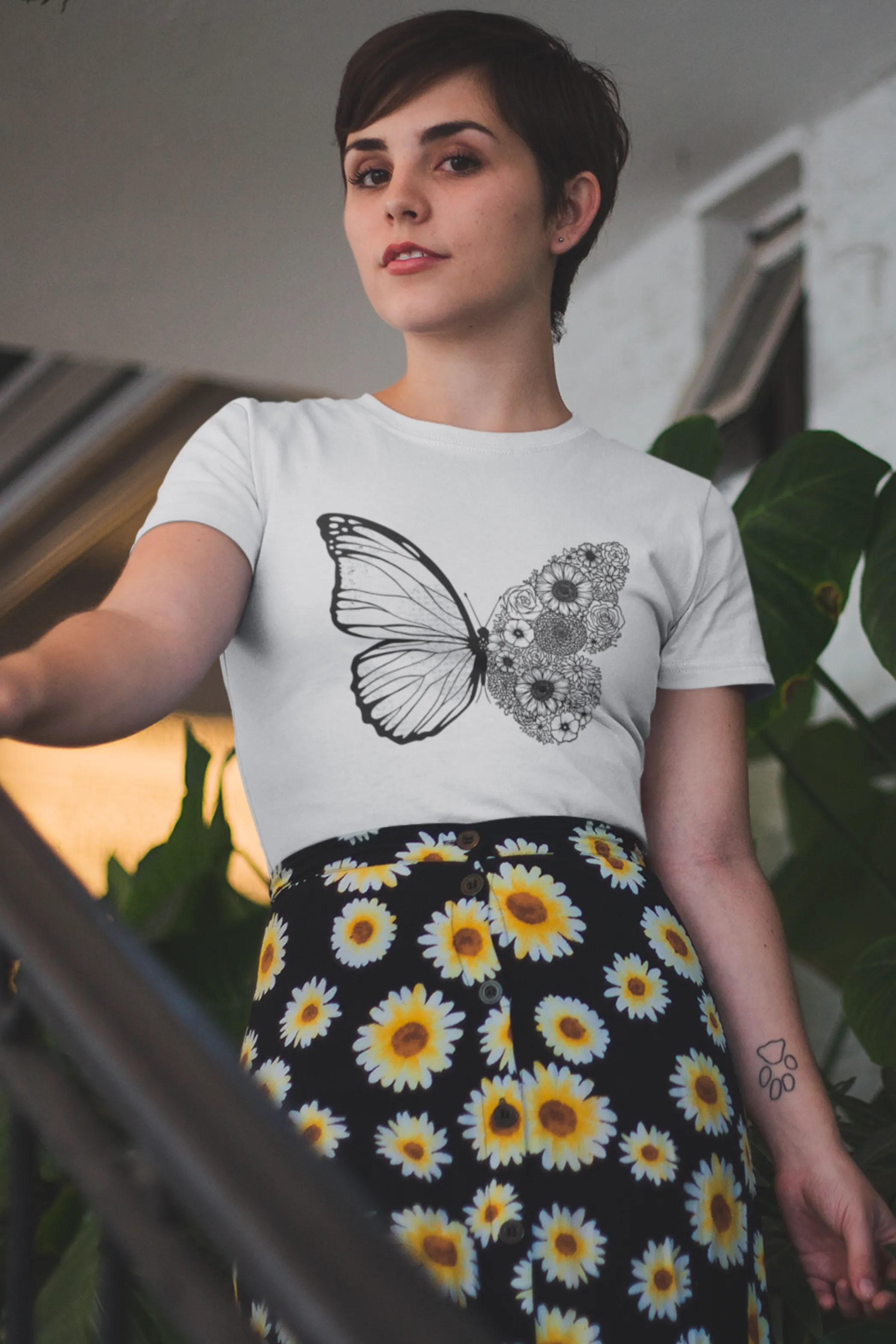 Floral Butterfly Printed T-shirt for women
