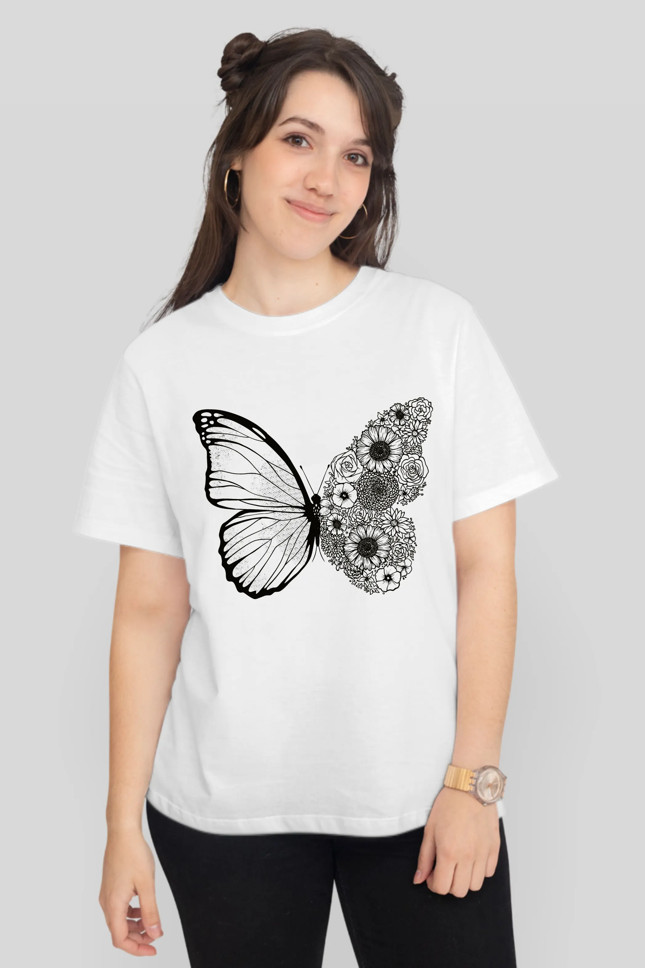 Floral Butterfly Printed T-shirt for women