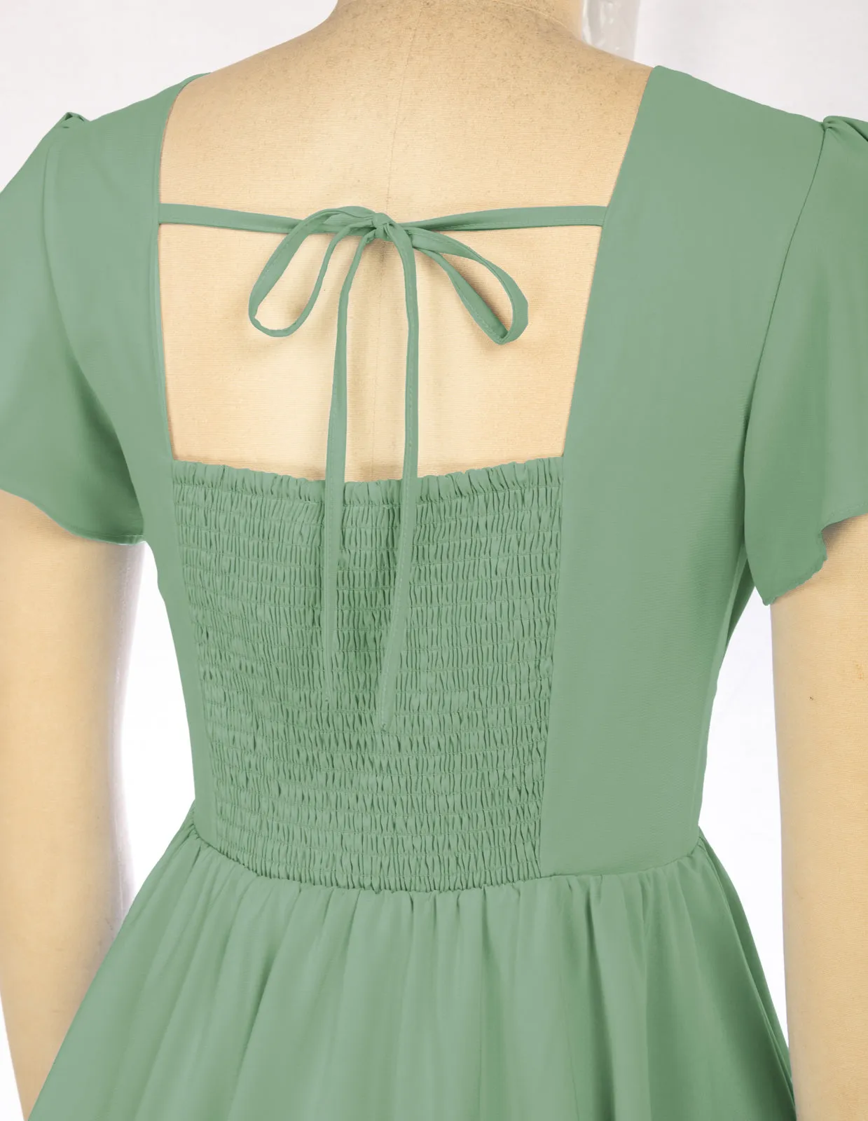 Floral Print Square Neck Tiered Ruffle Dress 2023 Summer Vintage A-line Swing Midi Dress