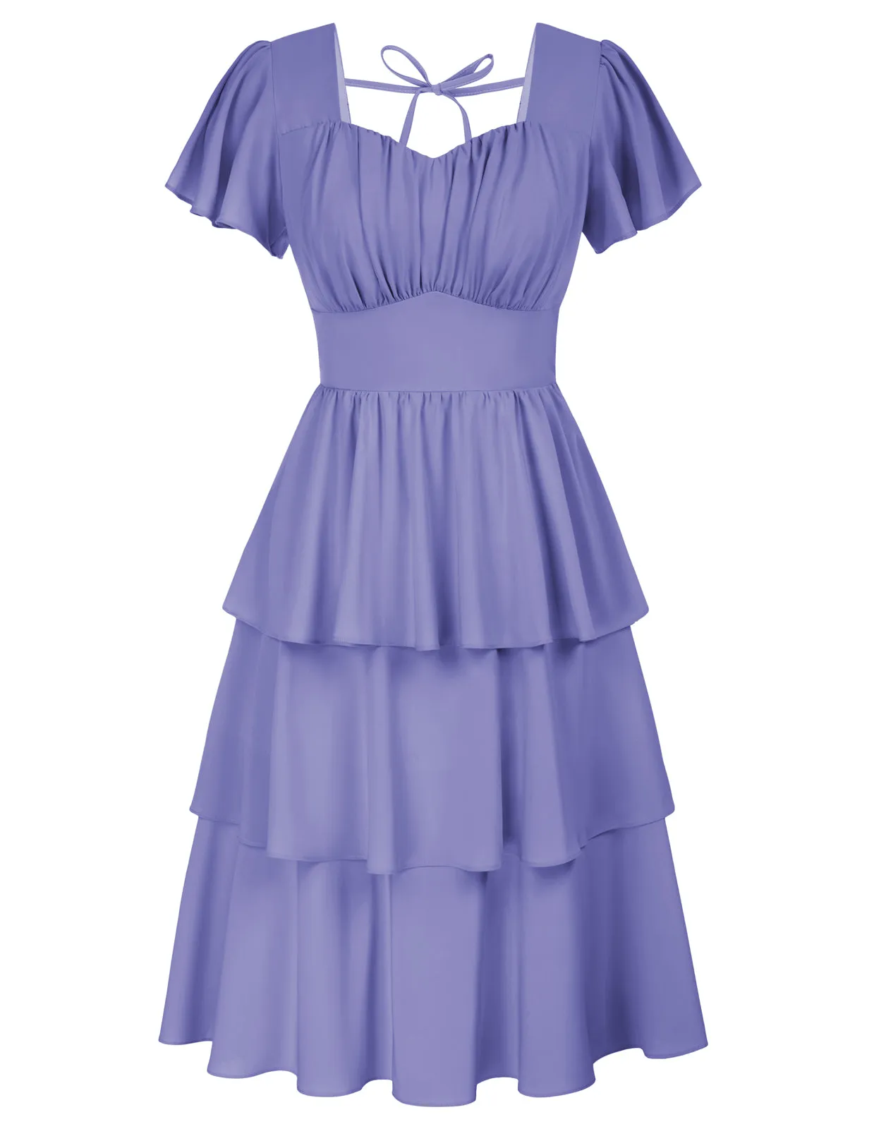 Floral Print Square Neck Tiered Ruffle Dress 2023 Summer Vintage A-line Swing Midi Dress