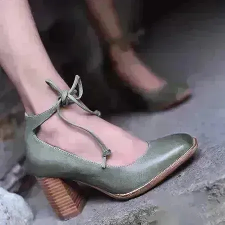 Front Lace-up Height Chunky Heel Shoes