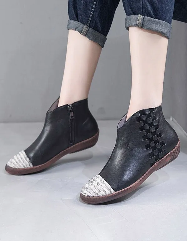 Handmade retro Leather women's Flat boots