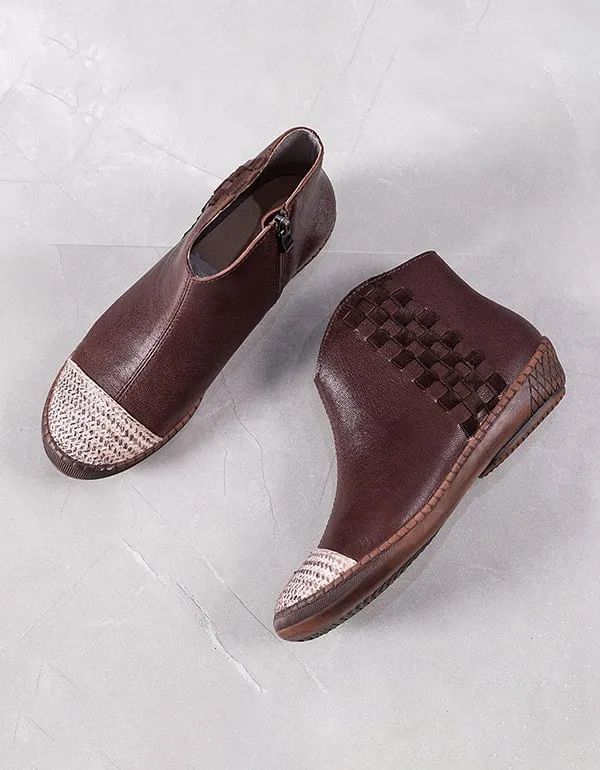 Handmade retro Leather women's Flat boots
