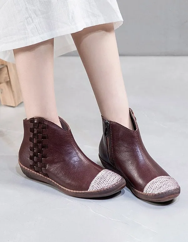 Handmade retro Leather women's Flat boots