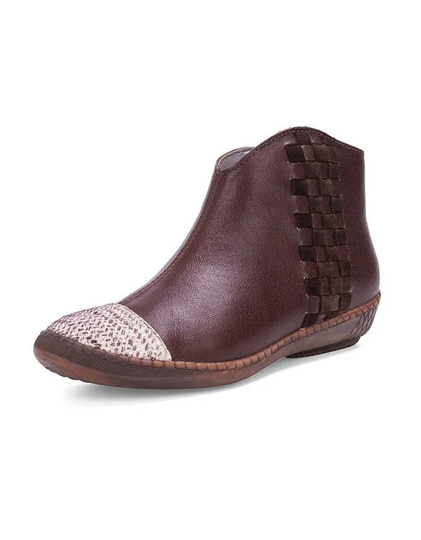 Handmade retro Leather women's Flat boots