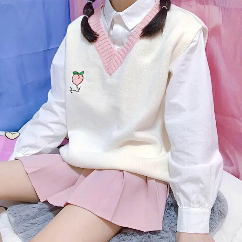 Harajuku Fruit Embroidered Knit Vest (4 Styles)