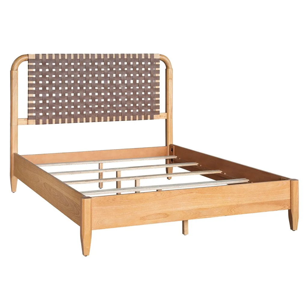 Jameson Woven Faux Leather Bed Queen - Natural