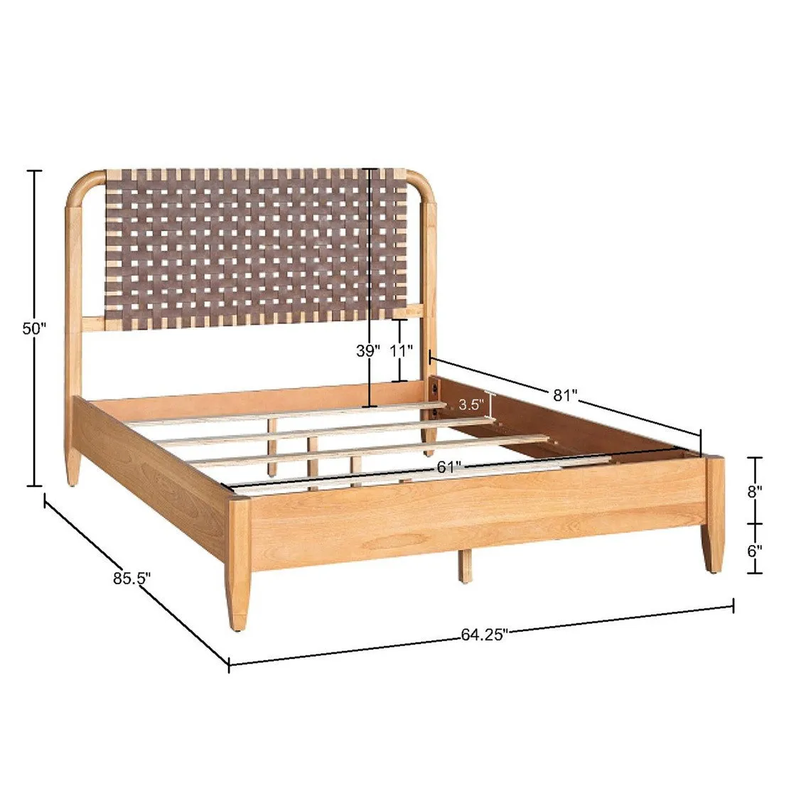 Jameson Woven Faux Leather Bed Queen - Natural