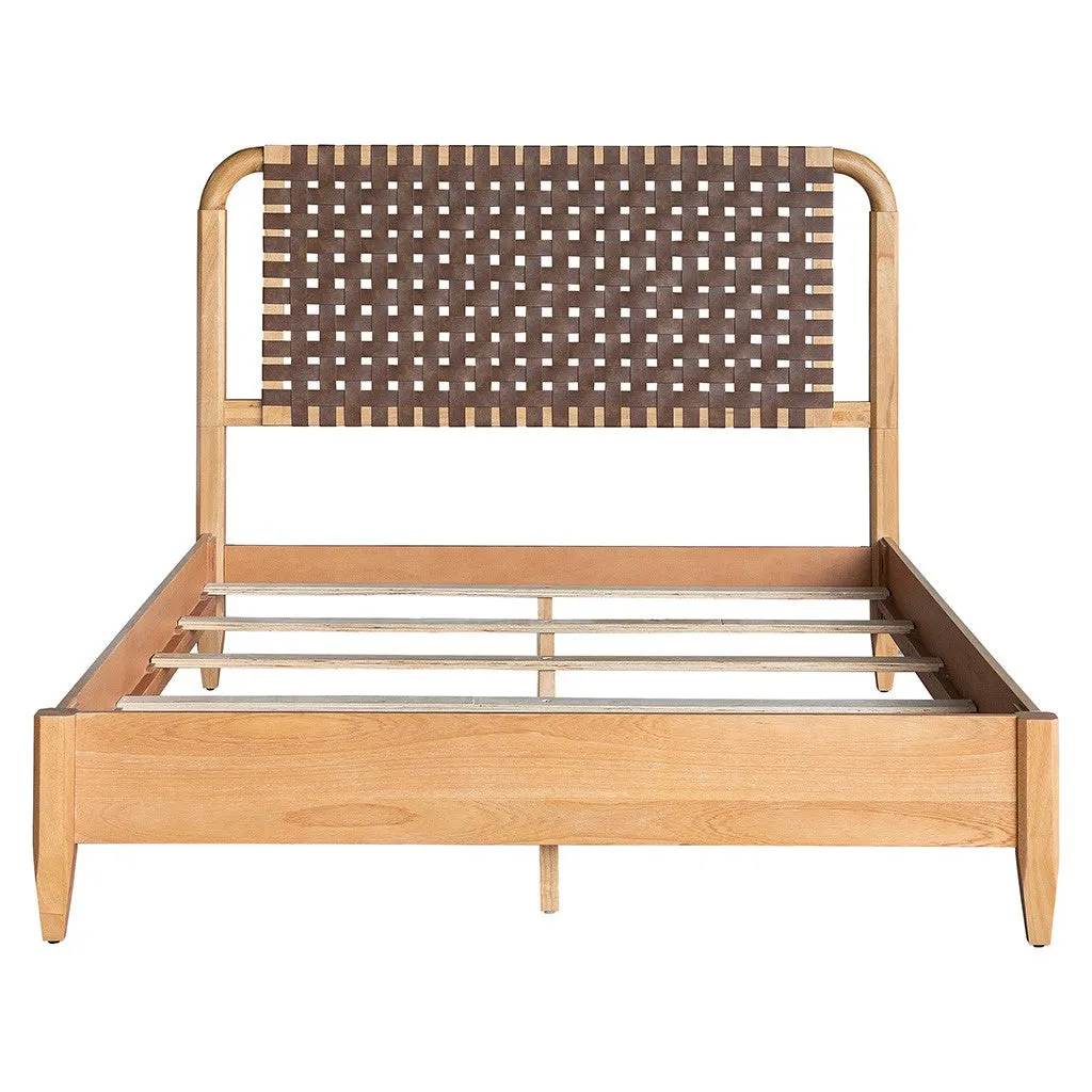 Jameson Woven Faux Leather Bed Queen - Natural