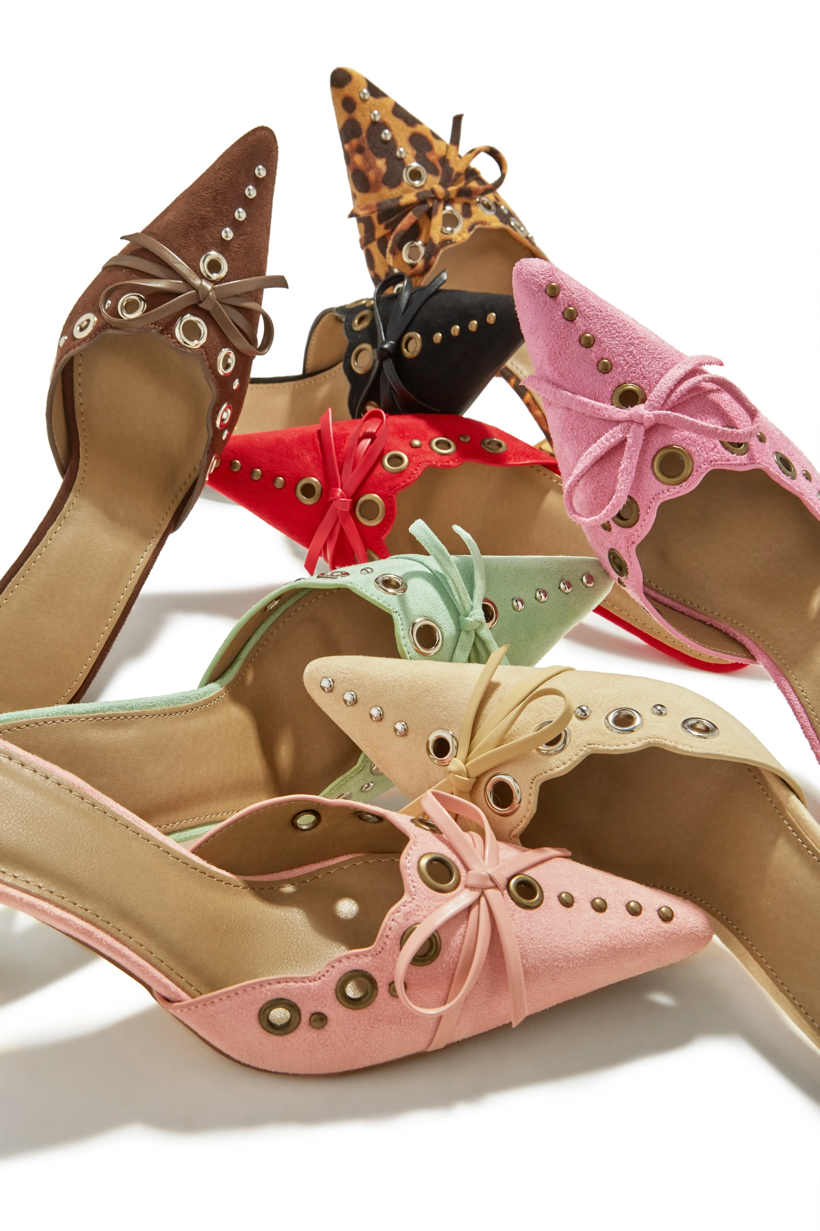 Jasmyn Mid Heel Mule Pumps - Pink