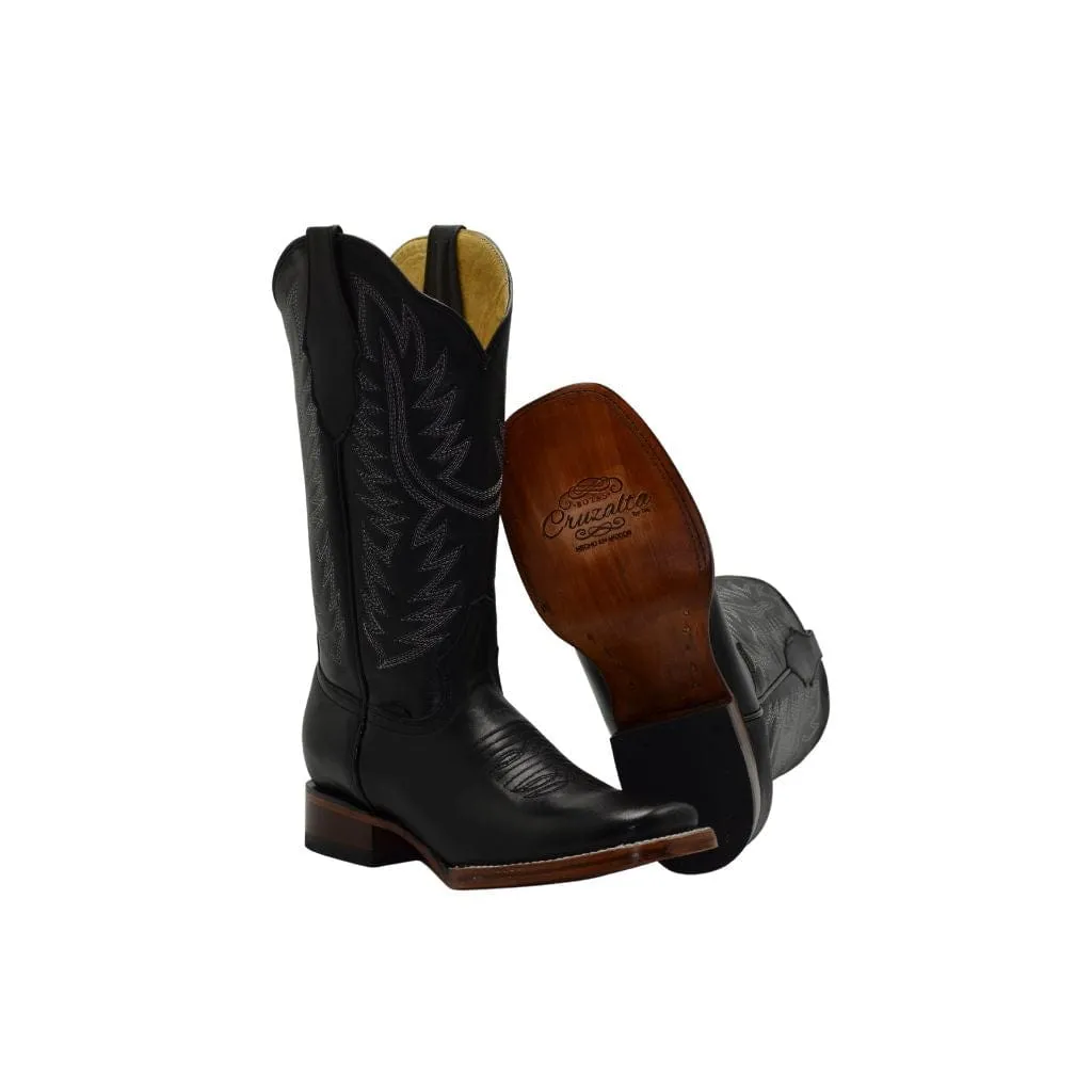 JOE BOOTS 16-10 BLACK Plain Women Boots,  Western Boots, Square Toe, Premium Women's Cowboy Boots, Embroidered, Cowgirls Boots.