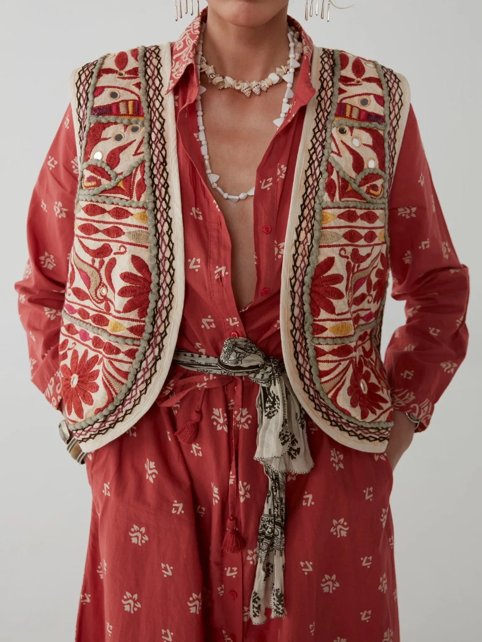 Justine Dress - Ethnic Tomato