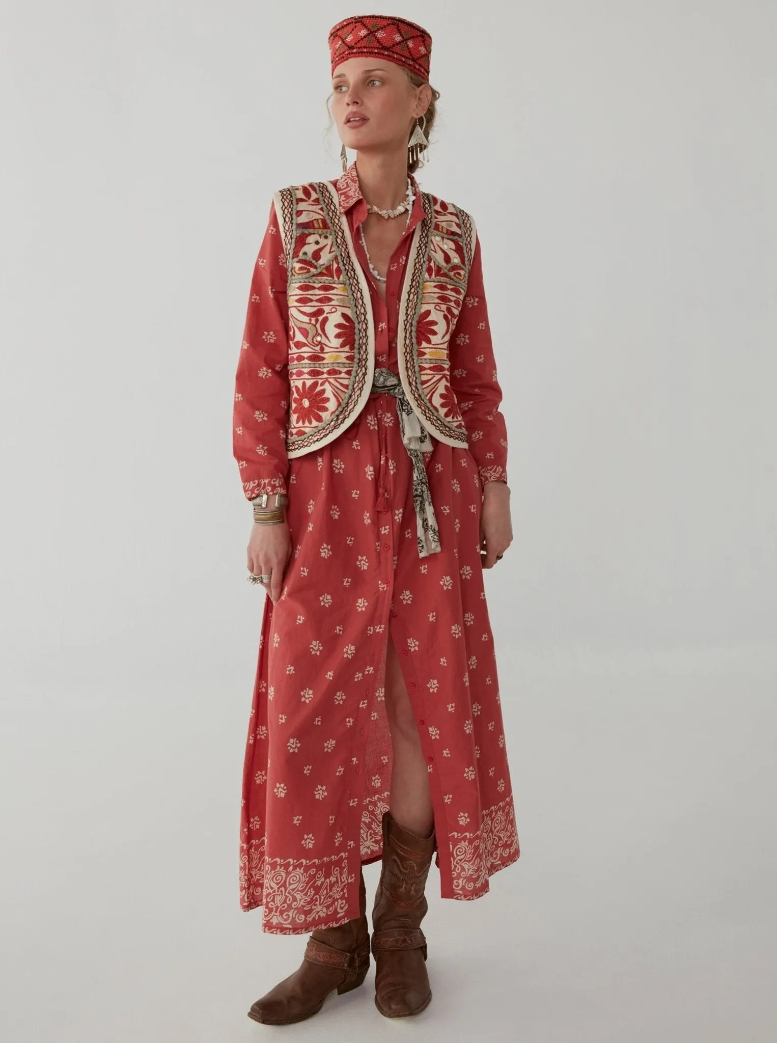 Justine Dress - Ethnic Tomato