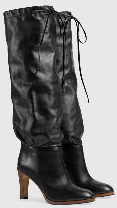 Leather Mid-Heel Boots