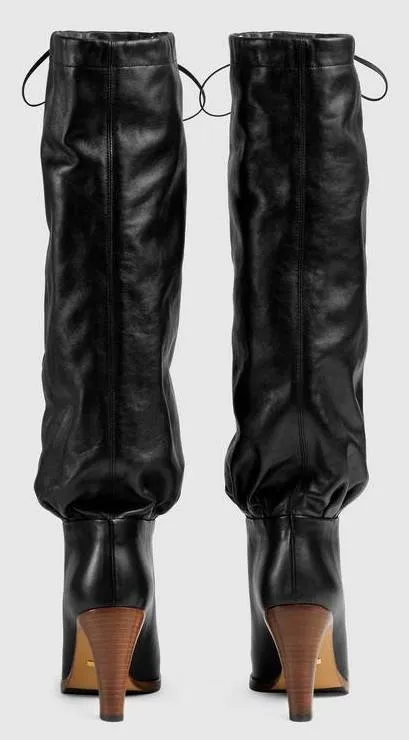 Leather Mid-Heel Boots