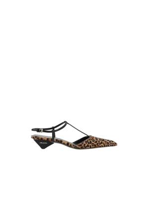 Leopard-Printed Calf Hair Slingbacks
