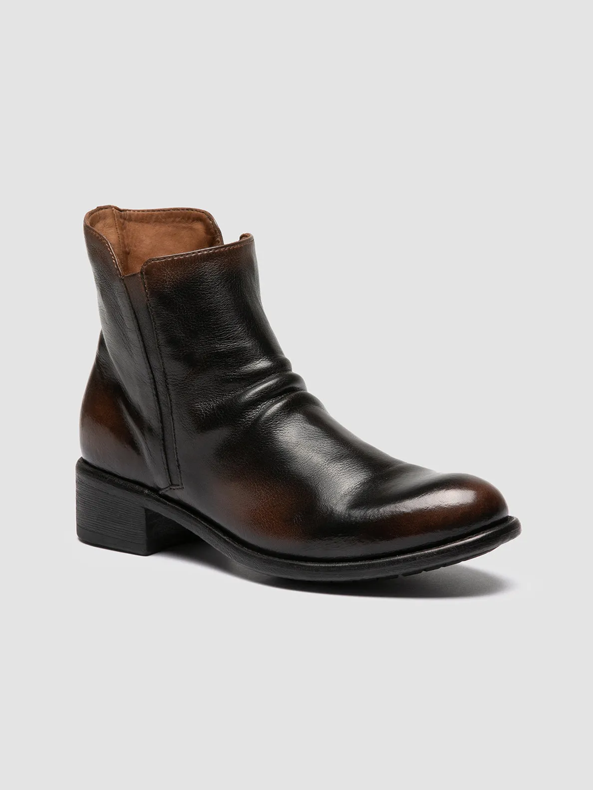 LIS 001 - Brown Leather Zipped Boots